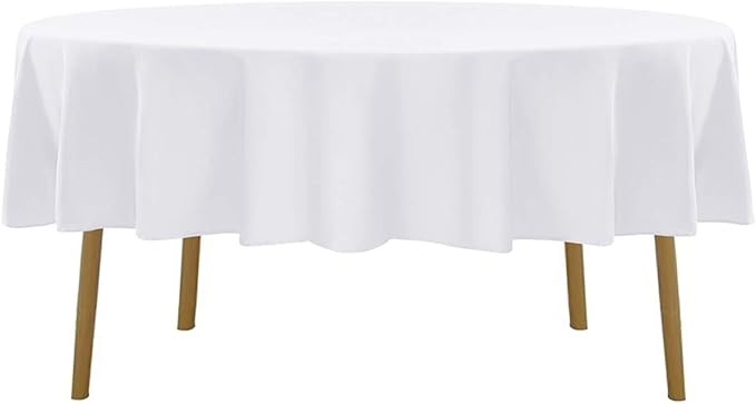 Cupuamon 60 inch Round Tablecloth Washable Polyester Table Cloth Decorative Table Cover for Wedding Party Dining Banquet（60 inch,White）