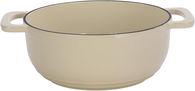 Enameled Cast Iron Dutch Oven, Ceramic White, 6 Quart, with Gold-Tone Lid Knob and Silicone Oven Mitts