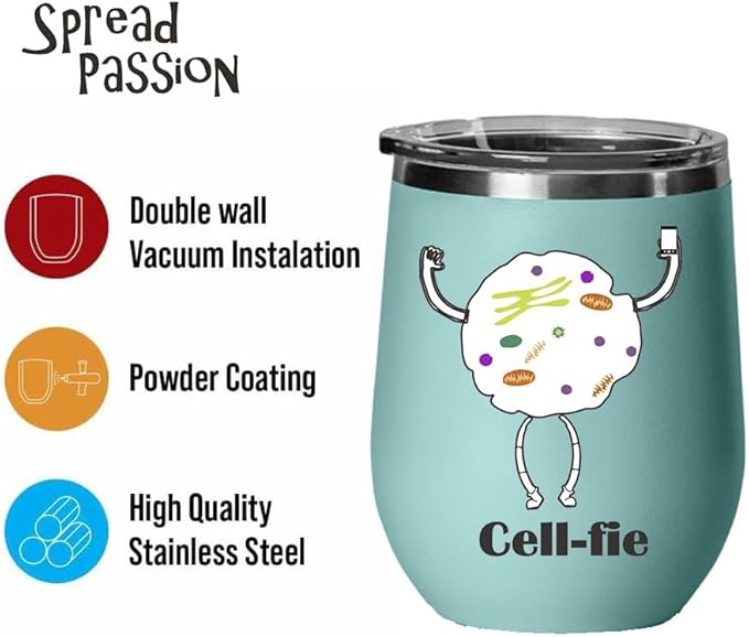 Cell Fie Wine Tumbler, Cell Fie Gift Lover, 12oz Stainless Steel Wine Tumbler, Gifts For Him, For Her, For Boys, For Girls, Birthday, Christmas Gift idea (Teal)
