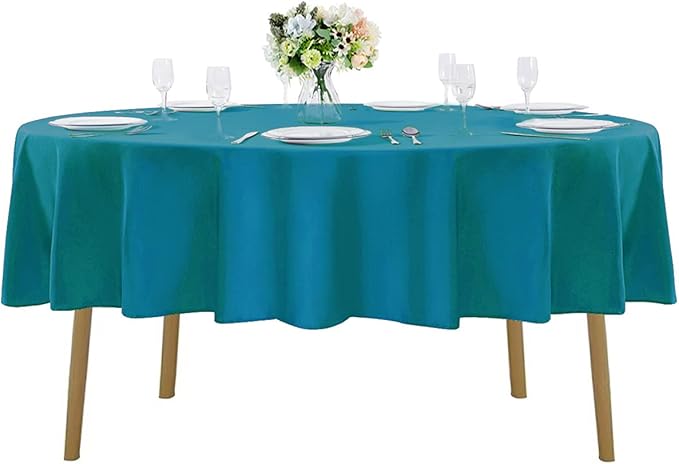 Cupuamon 60 inch Round Tablecloth Washable Polyester Table Cloth Decorative Table Cover for Wedding Party Dining Banquet（60 inch,Caribbean Blue）