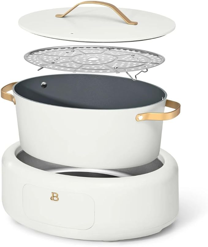 Beautiful 10-in-1 6-Qt Programmable Multi-Cooker with Oven-Safe Pot & 7 Presets ??Slow Cook, Rice, Steam, Saut챕 (WHITE ICING)