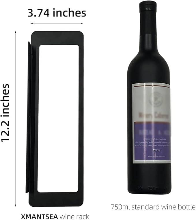 Wine Rack Wall Mounted, Black Metal Modern Wine Bottle Holder, Space Saving Wine Rack for Wall, Set of 6 (Black)