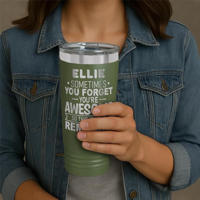 Personalized Inspirational Tumbler, Inspirational Gifts for Men Dad Father Wife Sister Women, Custom Birthday For Him Her, Customized You?셱e Awesome Tumbler, Teacher Coworker Gifts 20oz Olive