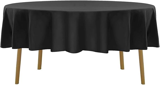 Cupuamon 60 inch Round Tablecloth Washable Polyester Table Cloth Decorative Table Cover for Wedding Party Dining Banquet（60 inch,Black）