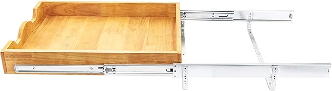DINDON 1 Tier Pull Out Cabinet Organizer (14" W x 21" D) Single Tier Heavy Duty Sliding Wood Drawer Under Cabinet Shelf Organization Storage