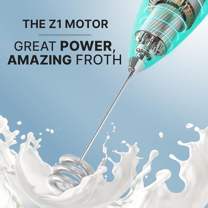 Zulay Kitchen Milk Frother with Patented Tornado Triple Whisk ??Handheld Foam Maker for Coffee, Lattes, Matcha & Hot Chocolate ??Rich, Creamy Froth in Seconds