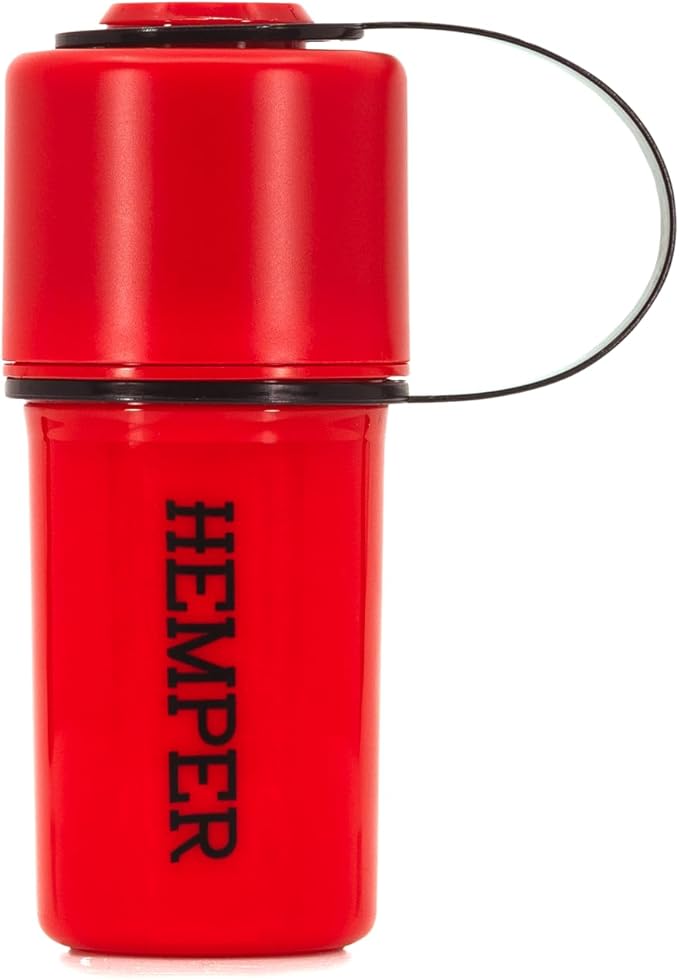 Hemper Keeper 3?멼n?? Herb Grinder with Dual Storage Container - Smell?멠roof, Airtight & Water?멢esistant - Built?멗n Removable Grinder, Dual Compartments for Flower & Ground - (Red & Black)