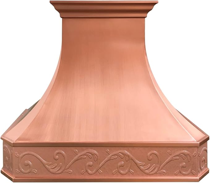CT Copper Tailor Copper Vent Hood Island Mount,60'' W,48''H,1260 CFM Exhaust Fan,Stainless Steel Vent,LED Light,Dishwasher-Safe Baffle Filters,Smooth-Penny Patina,VH3A