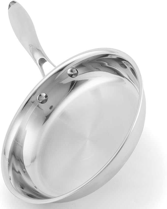 Stainless Steel Pan竊똍on-Toxic PFAS, PFOA & PTFE Free, Compatible With All Cooktops & Induction Safe, Oven Safe Pan for Searing & Saut챕ing, Long Lasting Cookware. (8 Inch)