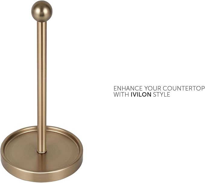 Ivilon Countertop Paper Towel Holder - Modern Sleek Ball Minimalist Design - Color Warm Gold