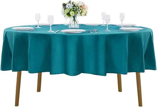 Cupuamon 70 inch Round Tablecloth Washable Polyester Table Cloth Decorative Table Cover for Wedding Party Dining Banquet（70 inch,Teal）