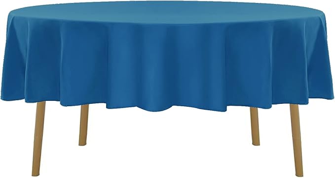 Cupuamon 70 inch Round Tablecloth Washable Polyester Table Cloth Decorative Table Cover for Wedding Party Dining Banquet（70 inch, Mediterranean Blue）