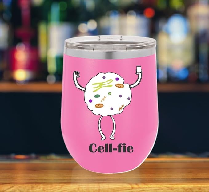 Cell Fie Wine Tumbler, Cell Fie Gift Lover, 12oz Stainless Steel Wine Tumbler, Gifts For Him, For Her, For Boys, For Girls, Birthday, Christmas Gift idea (Pink)