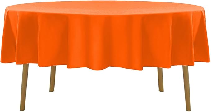 Cupuamon 70 inch Round Tablecloth Washable Polyester Table Cloth Decorative Table Cover for Wedding Party Dining Banquet（70 inch,Orange）