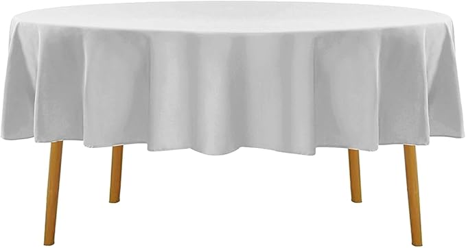 Cupuamon 60 inch Round Tablecloth Washable Polyester Table Cloth Decorative Table Cover for Wedding Party Dining Banquet（60 inch,Silver）