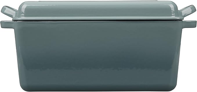 Enameled Cast Iron Dutch Oven, Oblong Bread Oven for Sourdough Bread Baking, Baking Pan, Dual Handles, Oven Safe, 4 Quart, Seasalt