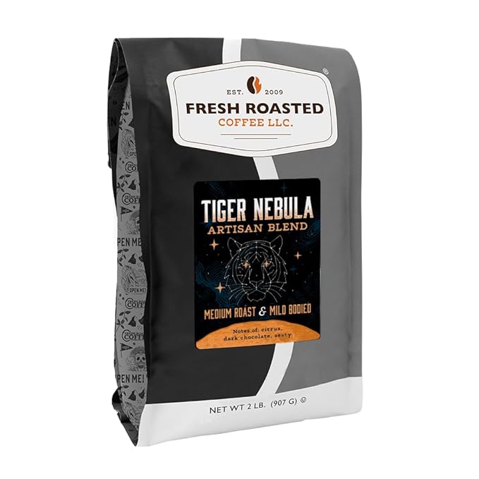 Fresh Roasted Coffee, Tiger Nebula, 2 lb (32 oz), Medium Roast, Kosher, Whole Bean