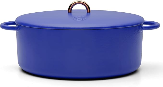 Great Jones Dutchess Cast Iron Dutch Oven Pot With Lid (Blueberry) - Large 6.75 Quart Size, Dual Handles - All Stovetop Safe - 500째 Dutch Oven For Bread Baking | Dishwasher Friendly