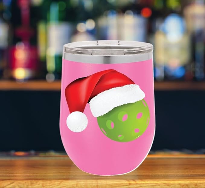 Pickleball Wine Tumbler, Pickleball Gift, 12oz Stainless Steel Wine Tumbler, Gifts For Him, For Her, For Boys, For Girls, Birthday, Christmas Gift idea (Pink)