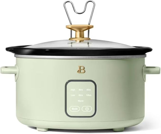 Beautiful by Drew Barrymore 4Qt Slow Cooker, Touch-Activated Display, 4 Presets, Auto Warm, Dishwasher-Safe Pot.