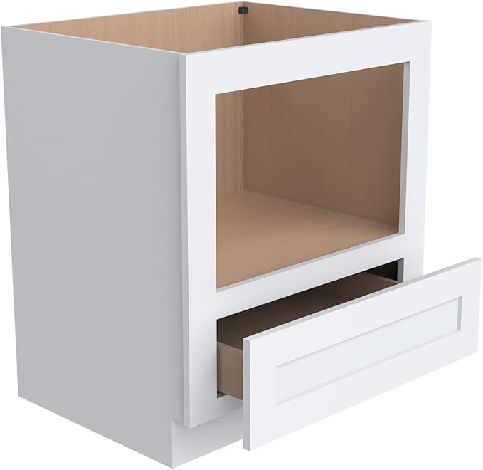 Microwave Base Cabinet ??Solid Wood Shaker Style Kitchen Storage Base Unit with Drawer & Soft-Close Doors, RTA Pantry Cupboard for Dining Room, Coffee Bar 30" W x 24" D x 34 1/2" H (White)