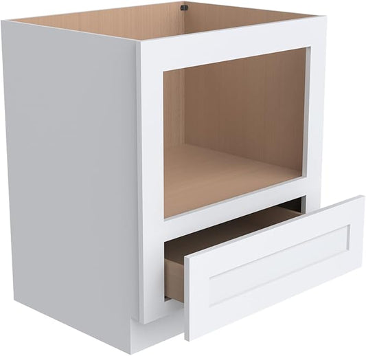 Microwave Base Cabinet ??Solid Wood Shaker Style Kitchen Storage Base Unit with Drawer & Soft-Close Doors, RTA Pantry Cupboard for Dining Room, Coffee Bar 30" W x 24" D x 34 1/2" H (White)
