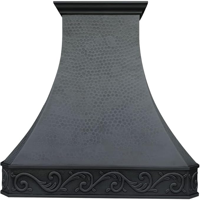 CT Copper Tailor Copper Vent Hood Wall Mount,54'' W,42''H,1260 CFM Exhaust Fan,Stainless Steel Vent,LED Light,Dishwasher-Safe Baffle Filters,Light Hammered-Dark Patina,VH3A