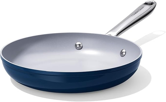 Nonstick Ceramic Frying Pan 8 inch for All Cooktops, PTFE/PFOA/PFAS Free, Even Heat Distribution Oven Safe up to 500째F, Healthy Non Toxic Skillet with Stay Cool Handle, Navy Blue