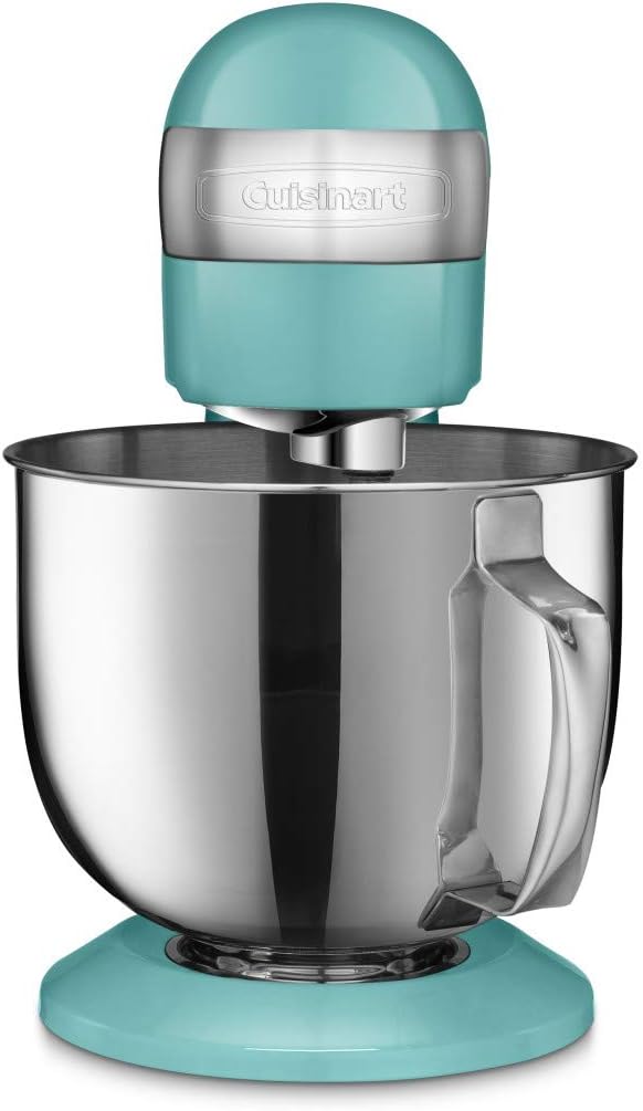 Cuisinart Stand Mixer, 12 Speed, 5.5 Quart Stainless Steel Bowl, Chef?™s Whisk, Mixing Paddle, Dough Hook, Splash Guard w/ Pour Spout, Periwinkle Blue, SM-50BL