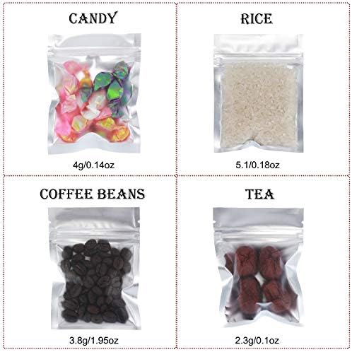 Blulu 100 Pieces Resealable Foil Proof Bags Scent Proof Flat Pouch Clear Smell Sealable Packing Bags Iridescent for Food Storage Snack Jewelry(5 x 7 Inch,Pink)