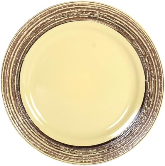 48 Piece Dinnerware Set, Ceramic Plates and Bowls Sets for 8, Microwave and Dishwasher Safe, Handcrafted Tree Bark Series Dish Set, Bamboo