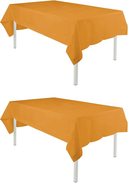 TWINPRET Rectangle Tablecloth 60 x 84 Inch, Glod Waterproof Washable Polyester Table Cloth - Stain & Oil Resistant Rectangular Table Cover for Banquet & Party (Fits 4 Foot Tables) [2 Pack]