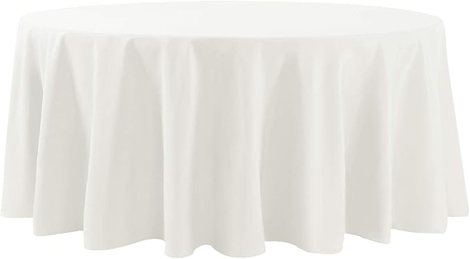 Cupuamon 132 inch Round Tablecloth Washable Polyester Table Cloth Decorative Table Cover for Wedding Party Dining Banquet（132 inch,Ivory）
