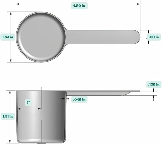 Supplement and Supply 70 mL (2.37 Oz. | 4.73 Tbsp) Long Handle Scoop for Coffee, Protein Powder, Pet Food, Spices, Grains, Dry Goods ??Food-Grade BPA-Free Plastic Measuring Spoon (Pack of 5)