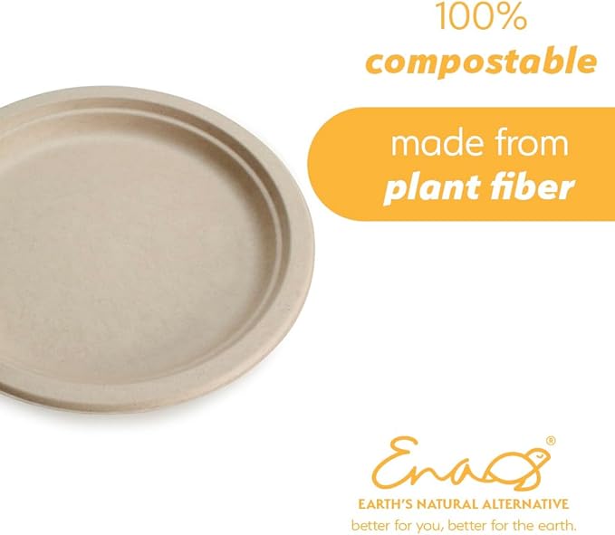 Earth's Natural Alternative Eco-Friendly, Natural Compostable Plant Fiber 9" Plate, Natural, 50 Count