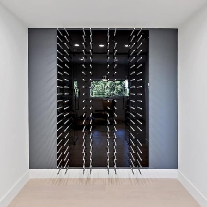 Ultra Wine Racks Fusion Wine Wall Label-Out (4 Foot, Double Deep, Black Acrylic, Satin Aluminum Peg) ??Modular Wine Rack for 24 Bottles, Easy Installation for Home Bar or Wine Cellar