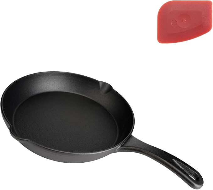 8 Inch Cast Iron Skillet ??Pre-Seasoned Frying Pan, Durable Nonstick Cookware for Christmas Holiday Meals, Oven Safe Pan for Kitchen & Camping