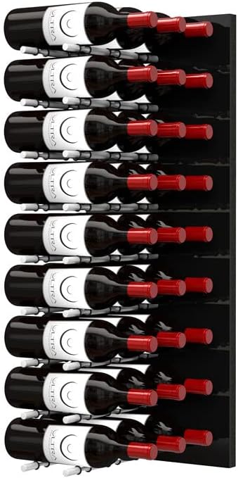 Ultra Wine Racks Fusion Wine Wall Label-Out (3 Foot, Triple Deep, Black Acrylic, Satin Aluminum Peg) ??Modular Wine Rack for 27 Bottles, Easy Installation for Home Bar or Wine Cellar