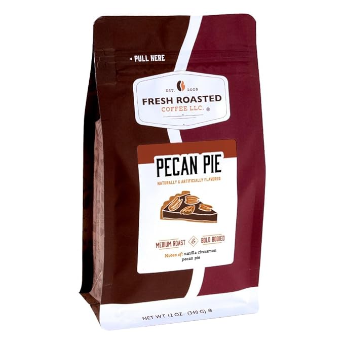 Fresh Roasted Coffee, Pecan Pie Flavored Coffee, 12 oz, Medium Roast, Kosher, Ground