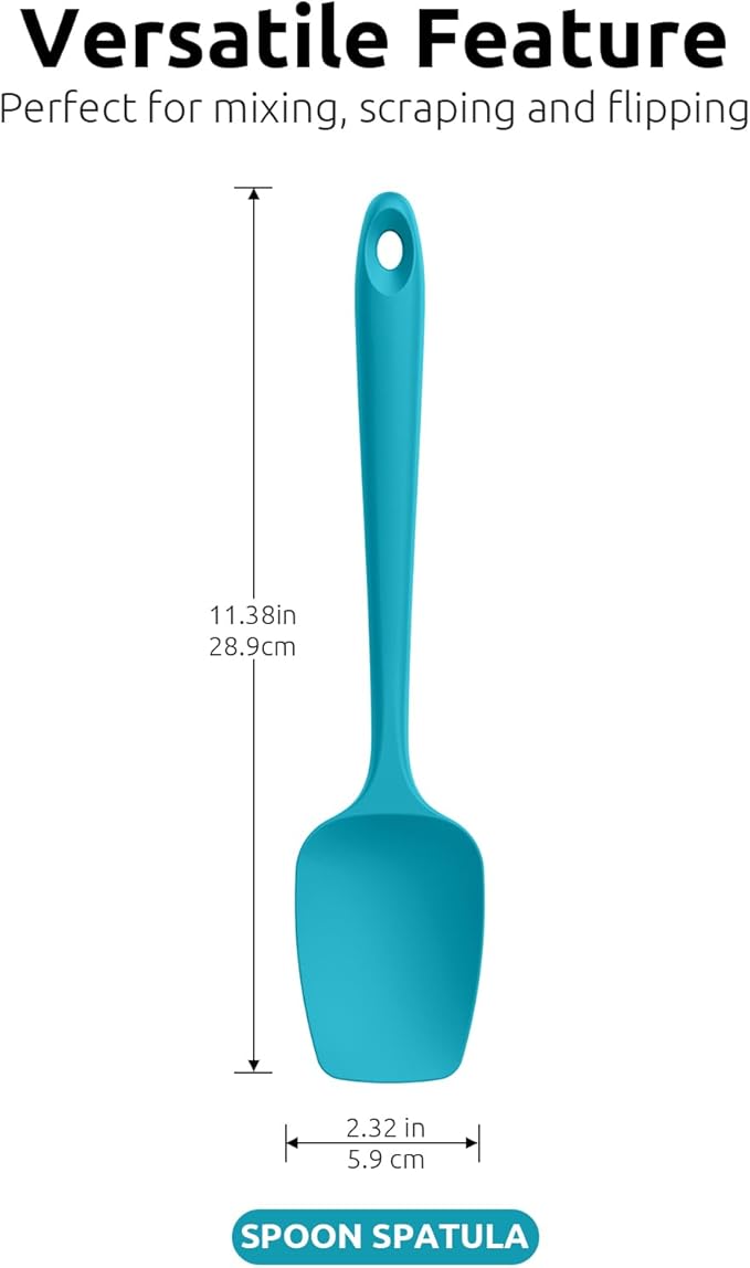 U-Taste Silicone Spoon Spatula Set, 600쨘F High Heat Resistant Food Grade Flexible Rubber Scraper, Cooking Mixing Baking Kitchen Utensils Set of 3 (Multicolors)