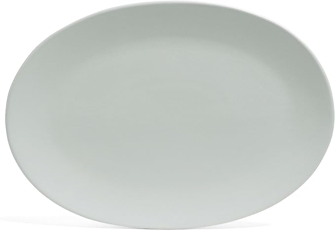 over&back Coupe Stoneware Serving Platter - Elegant 1-Piece Oval Serving Platter to Complete Your Kitchen Set - 16.4" x 11.5" - Semi-Matte Fog Blue