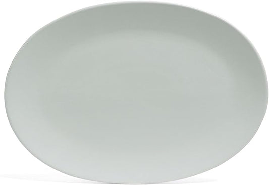 over&back Coupe Stoneware Serving Platter - Elegant 1-Piece Oval Serving Platter to Complete Your Kitchen Set - 16.4" x 11.5" - Semi-Matte Fog Blue