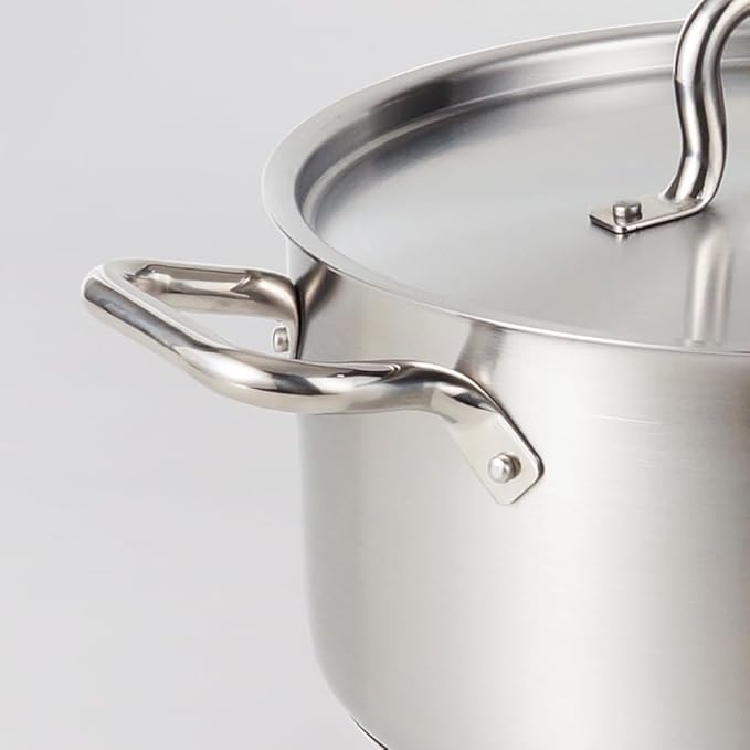 HOMICHEF Braiser Pan 8 Quart with Lid Nickel Free Stainless Steel - Matte Polished Braiser with Stainless Steel Lid - Heavy Weight Braising Pan Non Toxic Induction
