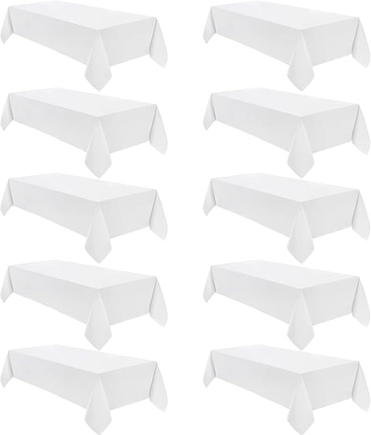 VidaFete Tablecloth 60 * 102inch 10 Pack Rectangle Table Cloth Polyester, Stain Wrinkle Resistant Dining Table Cover for Kitchen Dinning Party Wedding Rectangular Tabletop Buffet Decoration(White)