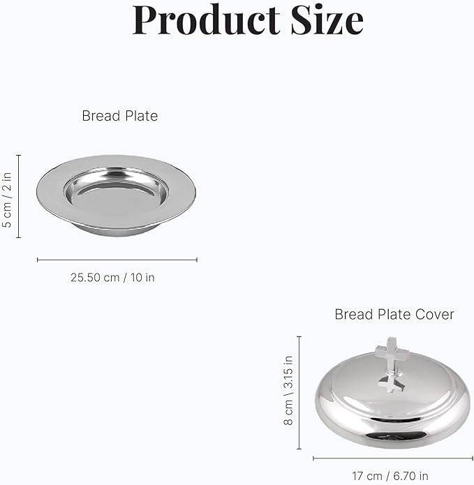 Communion Ware Holy Stacking Bread Plate With A Lid - Stainless Steel (Mirror/Silver)