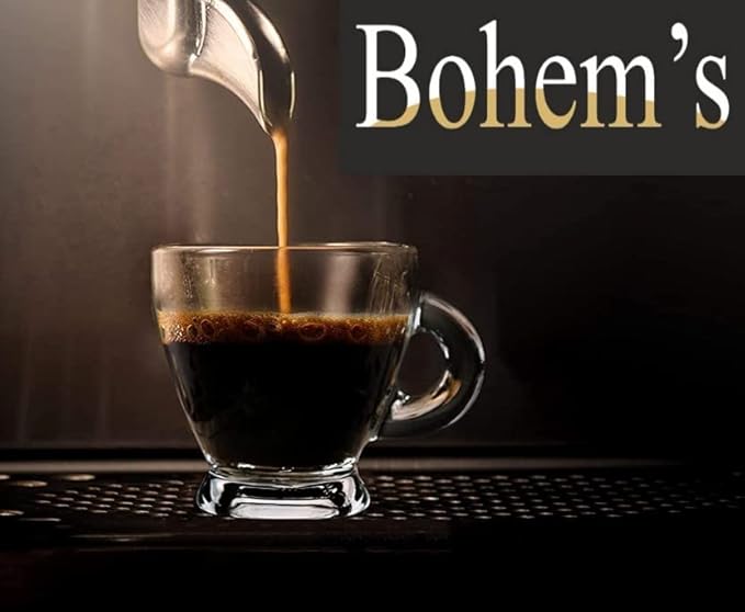 BOHEM'S Espresso Cups, 3.2 oz Small Demitasse Clear Glass Espresso Drinkware, Set of 2, Espresso Shot Glasses, Clear Expresso Coffee Cups, Tazas de Cafe Expreso
