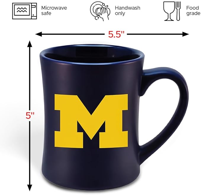 Michigan Wolverines Ceramic 16oz Sculpted Mug ??Official Team Logo Coffee Cup ??Handwash Recommended ??Individually Boxed