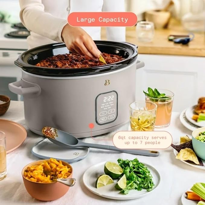 Beautiful 6?‘Quart Programmable Slow Cooker with 5 Presets, Keep?‘Warm, Touch Display & Dishwasher?‘Safe Pot