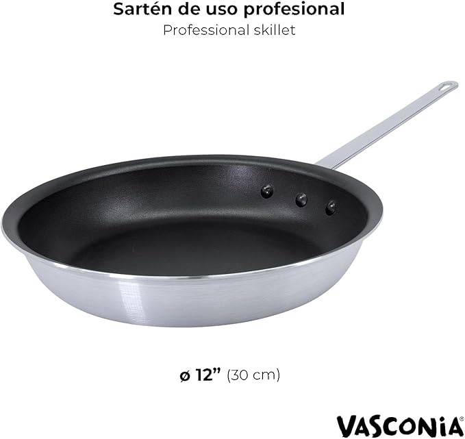Vasconia Professional 12??Aluminum Fry Pan, Aluminum Skillet with NonStick & Fast-Cool Handle, NSF Certificate