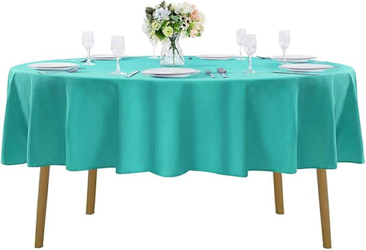 Cupuamon 70 inch Round Tablecloth Washable Polyester Table Cloth Decorative Table Cover for Wedding Party Dining Banquet（70 inch,Turquoise）